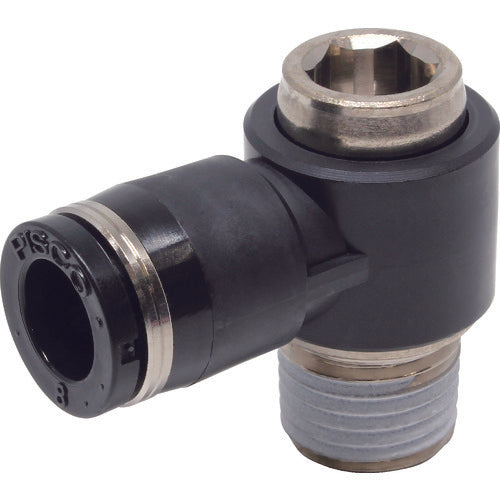 PISCO 튜브 피팅 육각 구멍 부착 유니버설 엘보 튜브 8 접속 구경 R1/4 POL8-02 1개