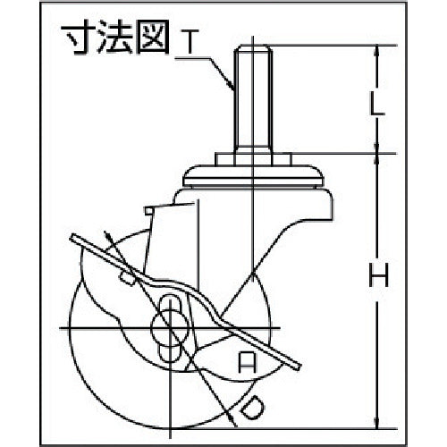 유에이 나사식 식 자재 캐스터 고무 바퀴 직경 65mm 스토퍼 부착 S타입 ST-S형 나사 치수 M16×40피치 2 ST-65RHS-M16-40 1개