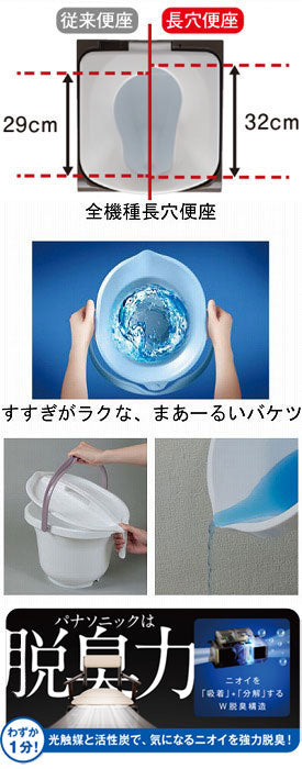 Furniture-style toilet <Zaraku> Compact / PN-L23218 Deodorizing warm toilet seat 1 unit