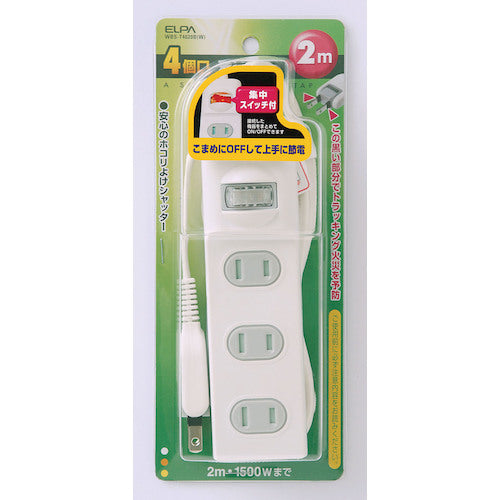 ELPA 1SW扉付タップ4P2M WBS-T4020B(W) 1 個