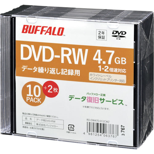 BAFFALO 광학 미디어 DVD-RW PC 데이터용 4.7GB 법인 채널용 10장+2장 RO-DW47D-012CWZ 1 PK