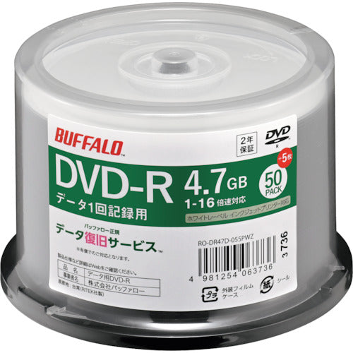 BAFFALO 광학 미디어 DVD-R PC 데이터용 4.7GB 법인 채널용 50장+5장 RO-DR47D-055PWZ 1 PK