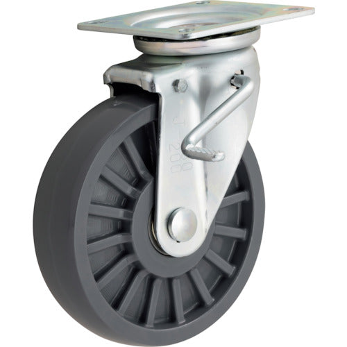 이노악 저시동・고내구 캐스터 200 지름 엘라스토머 선회 브래킷 더블 스토퍼 부착