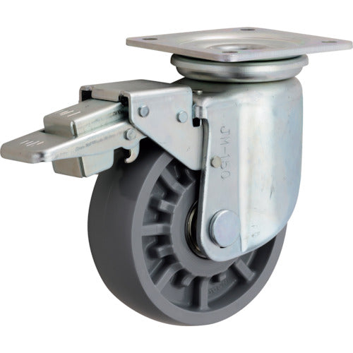 INOAC Low start, high durability elastomer wheel, 200 diameter, with swivel bracket and double stopper, HE-200WJS, 1 piece
