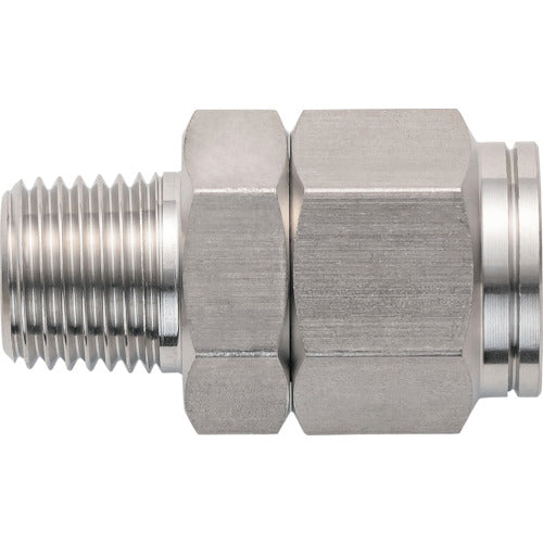 潤工社 ステンレス継手 ニップル(インチ系列) 6.35×4.57mm PT1/8 N-1/4-PT1/8-SUS 1 個