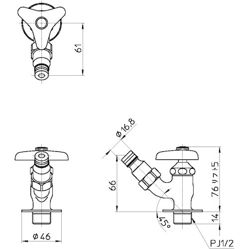 SANEI Watering Faucet Y806V-13 1 pc