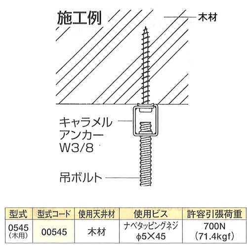 DAIDОHANT キャラメルアンカー 木下地 (木下地) (呼び)M5x(長さ)45mm 10177040 1 本
