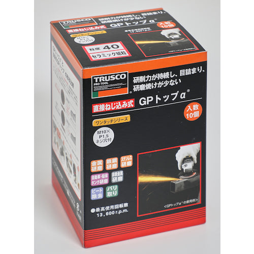 TRUSCO GPトップα ねじ込み式 セラミック 100Φ 40#(10枚入) GP100ALC-40 1 箱