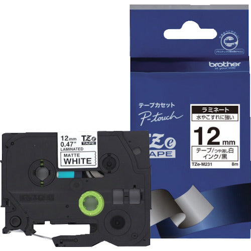 Brother Tze Tape Black Text/White (Matte)/12mm TZE-M231 1 pc