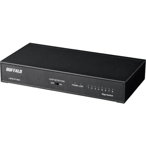 BAFFALO Gigabit 8-port switching hub with built-in power supply, metal case, and magnet, black, LSW6-GT-8NS/BK, 1 unit