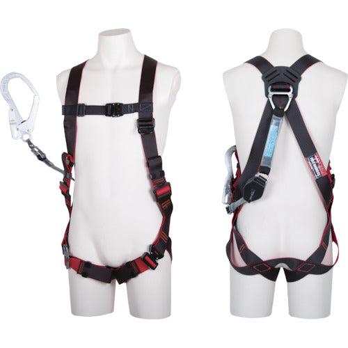 TSUYORON レヴォハーネス シングルランヤード付き ロック機構付き巻取式コルトリトラ 黒・赤 Mサイズ TH508-CR93SV-OT-BKR-BK-M-R23BX 1 本