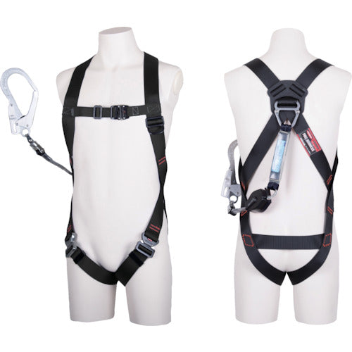 TSUYORON Light Harness with Single Lanyard, Retractable Colt Retractor with Locking Mechanism, Black, Medium Size, TH510-CR93SV-OT-BLK-BK-M-R23BX, 1 Piece