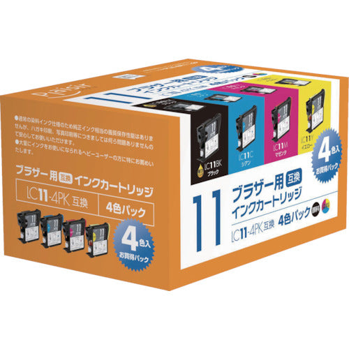 ELECOM Plaisir Universal Ink Cartridge BK/C/M/Y for Brother PLE-BR114P 1 S