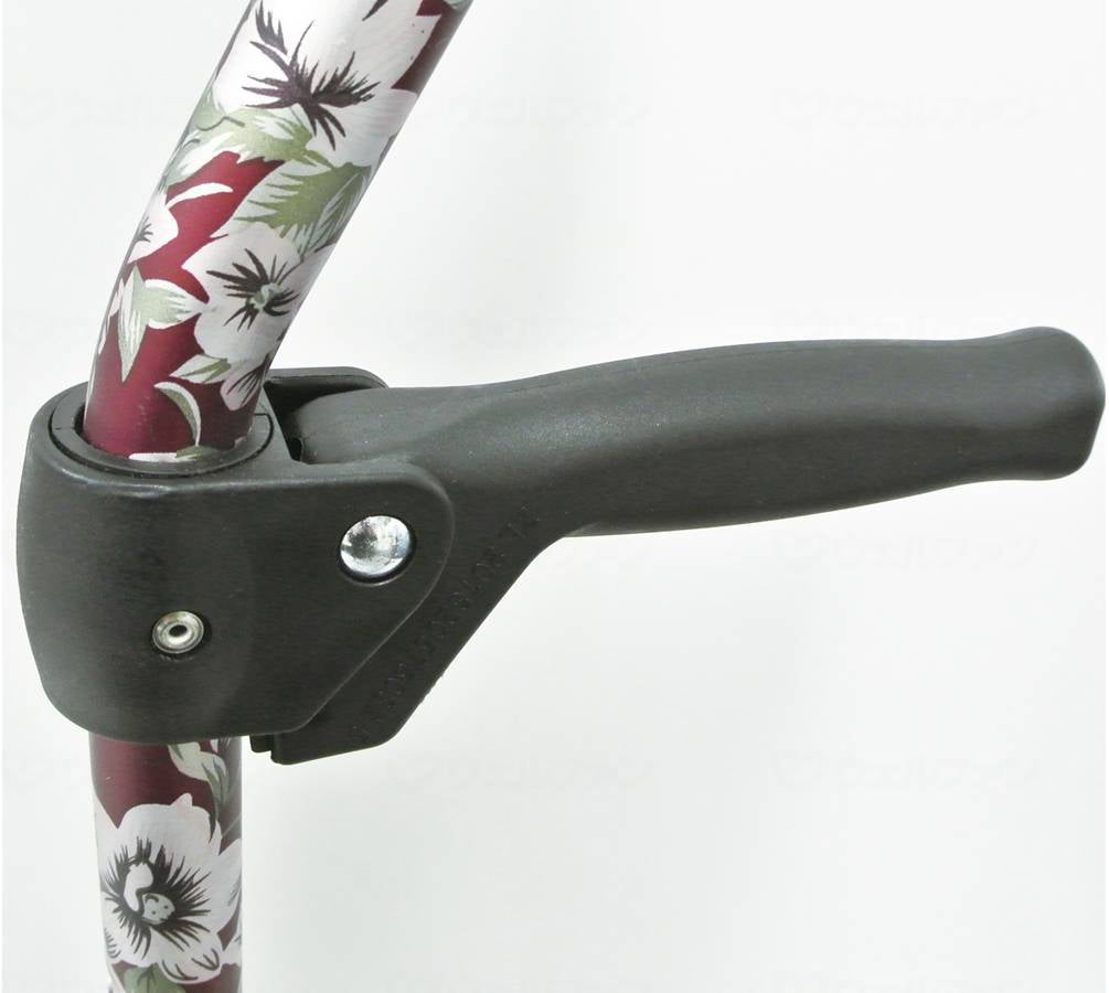 フジホーム四点杖補助グリップ付 花柄赤