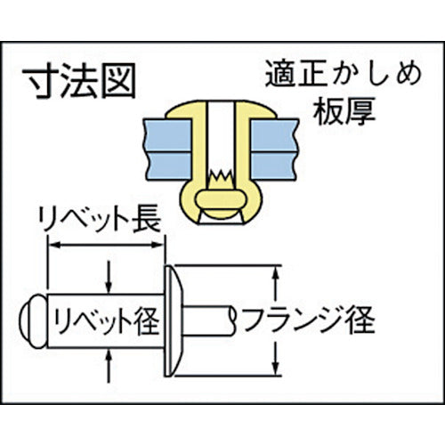 POP High Pressure HR Rivet (All Iron) φ3.2, SD42HR (1000 pieces) SD-42-HR 1 box