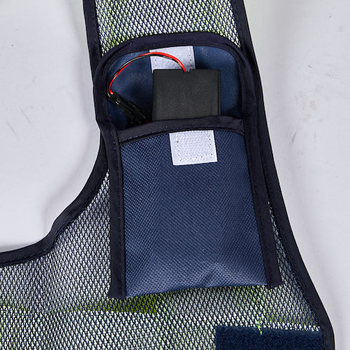 TRUSCCO LED 부착 쇼트 안전 베스트 네이비 × 형광 옐로우 SLENY 1 착용