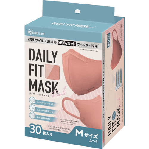 IRIS DAILY FIT MASK 보통 사이즈 30 매입 핑크 RK-D30MP 1 상자
