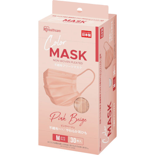 IRIS 294532 Non-woven pleated mask, regular size, 30 pieces, pink beige, PN-NC30MPB, 1 box
