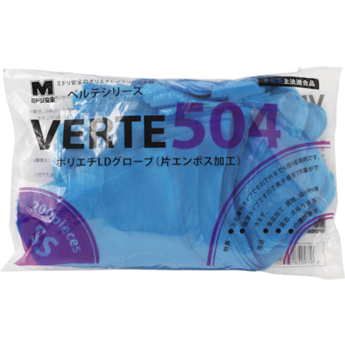 미도리 안전 폴리에틸렌 일회용 장갑 편 엠보싱 200장입 블루 SS VERTE-504-SS 1봉