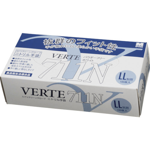 미도리 안전 니트릴 일회용 장갑 극박 분말 없음 화이트 LL (100 매입) VERTE-711-N-LL 1 상자
