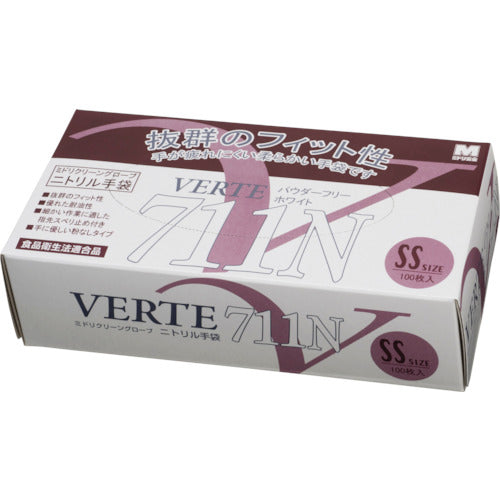 미도리 안전 니트릴 일회용 장갑 극박 분말 없음 화이트 SS (100장입) VERTE-711-N-SS 1 상자