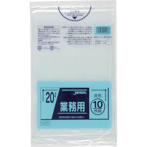 Japanax Metallocene Blended Poly Bag 20L Transparent 10 Pieces 0.025 TM23 1 Pack