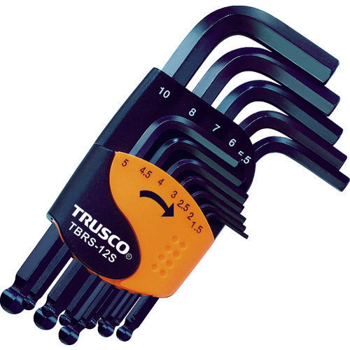 TRUSCO Ball Point Hexagonal Wrench Set, Short Type, 12-Piece Set, TBRS-12S 1 S