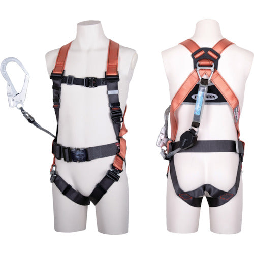 TSUYORON コアハーネス 胴ベルト付き シングルランヤード付き ロック機構付き巻取式コルトリトラ オレンジ Mサイズ TH-502-CR93SV-OT-OR-BK-M-R23BX 1 本