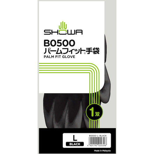 SHOWA Urethane Backless Gloves B0500 Palm Fit Gloves Black L Size B0500-LBK 1 Pair