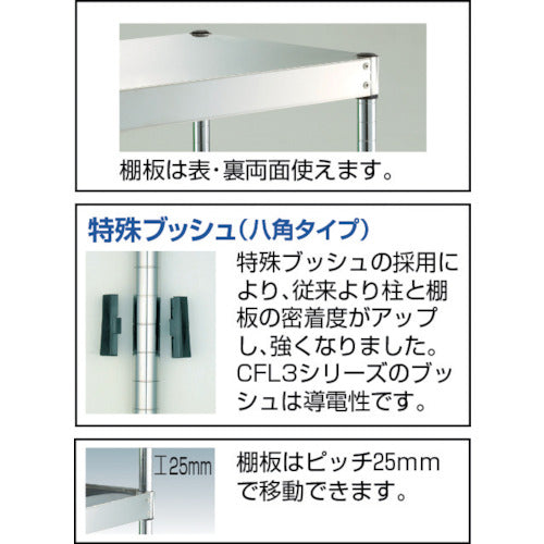 TRUSCO 【売り切り廃番】304クリーンフレックス 900X600XH1200 導電金具 CFL3-934SD 1 台