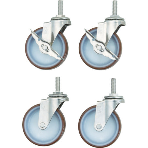 TRUSCO Stainless Steel Wagon Clean Rabbit Φ100 Nylon Urethane Wheel Set SUS Fittings CRB-SU100SET 1 S