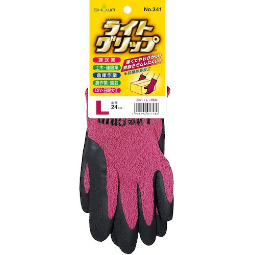 SHOWA 천연 고무 등받이 장갑 라이트 그립 레드 L 사이즈 NO341-LR 1 쌍