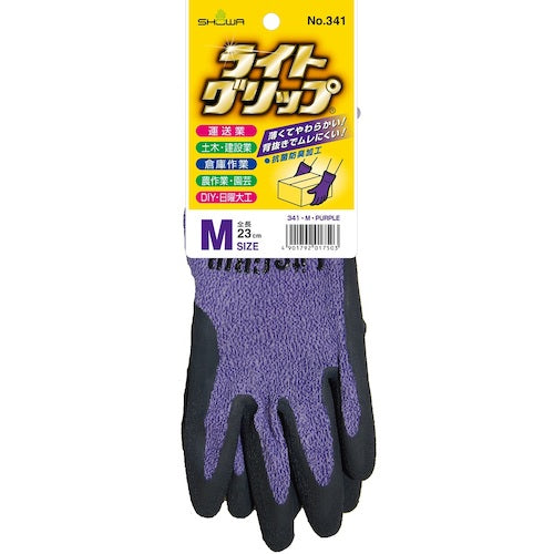 SHOWA Natural Rubber Backless Gloves Light Grip Purple M Size NO341-MPL 1 Pair