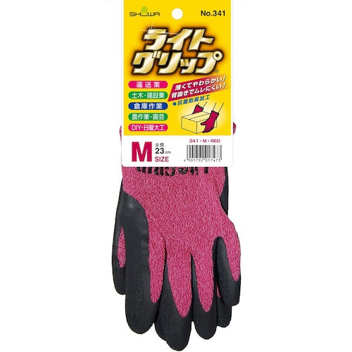 SHOWA 천연 고무 등받이 장갑 라이트 그립 레드 M 사이즈 NO341-MR 1 쌍