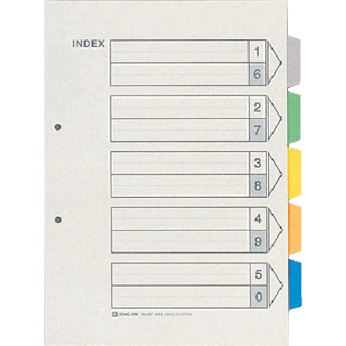 KING JIM 칼라-인덱스 A4 세로형 5색 5산 6장 1조 2홀 907 1 S