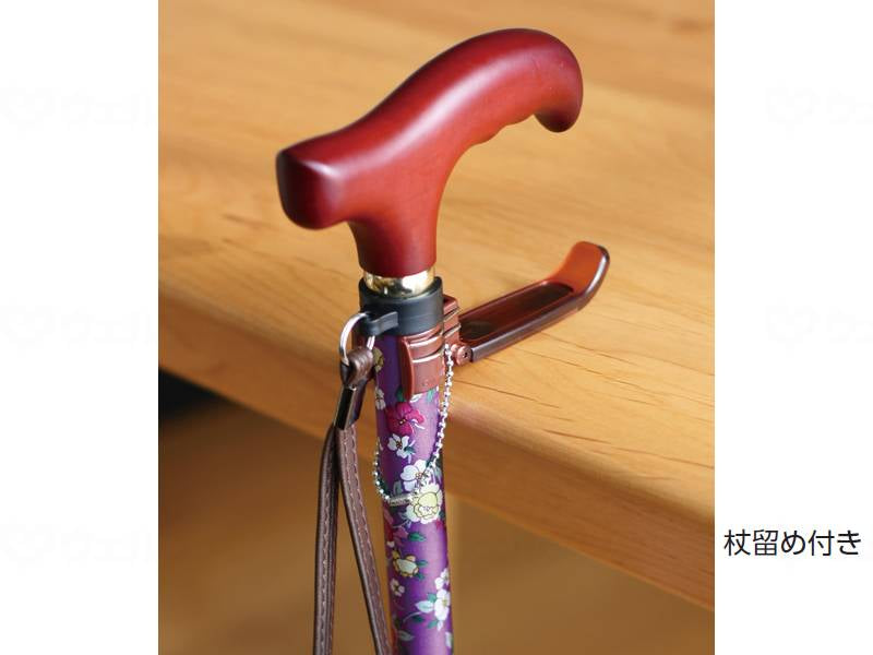 オムニクス静御前シリーズ ラクーンステッキ伸縮 青紫花柄
