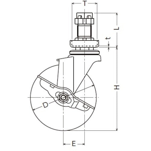 ハンマー パイプ差込み旋回式ゴム車輪(スチールホイール)125mm φ38用 ストッパー付 4152EN-R125 1 個