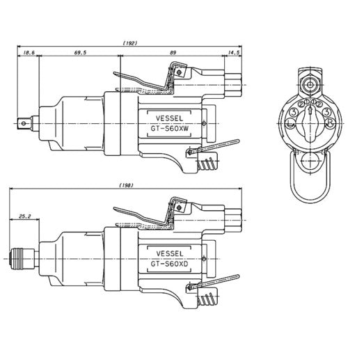 VESSEL Air Impact Driver GT-S60XD Maximum tightening torque 51.8 GT-S60XD 1 unit