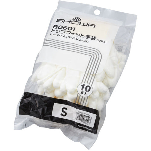 SHOWA まとめ買い簡易包装トップフィット手袋10双入 B0601 ホワイト Sサイズ B0601-S10P 1 袋