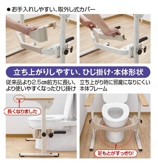 Aronkasei Western-style toilet frame SUS-flip R-2 with wooden armrests