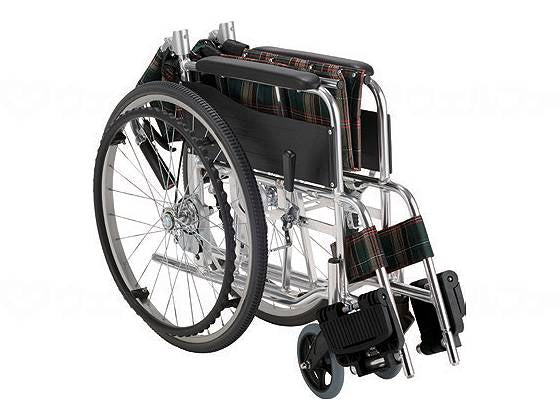 Makitec Aluminum Wheelchair LaCrise Puncture-free Tire Green Check