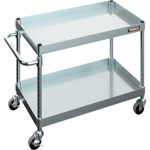TRUSCO 【판매 폐번】스테인리스 왜건 SUS430 클린 플렉스 왜건 750X450XH600 2단 75Φ나일론 우레탄 캐스터 CFL4B-622-NU75 1대