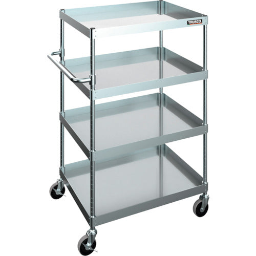 TRUSCO 【판매 폐번】스테인리스 왜건 SUS430 클린 플렉스 왜건 750X600XH1200 4단 100Φ나일론 우레탄 캐스터 CFL4B-944-NU100 1대