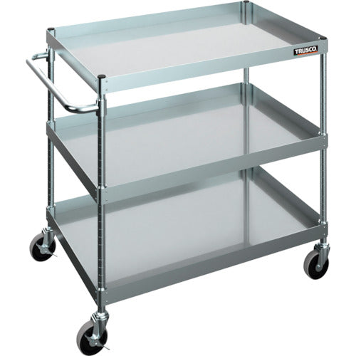 TRUSCO 【판매 폐번】스테인리스 왜건 SUS430 클린 플렉스 왜건 900X600XH880 3단 100Φ나일론 우레탄 캐스터 CFL4B-833-NU100 1대