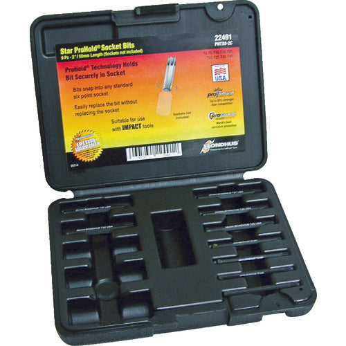 BONDHUS Hex Lobe Socket Replacement Set Torx Bit (Total Length 50mm/Pro Hold Bit) Set of 9 (T8-T40) PHTX9-2C 1 S