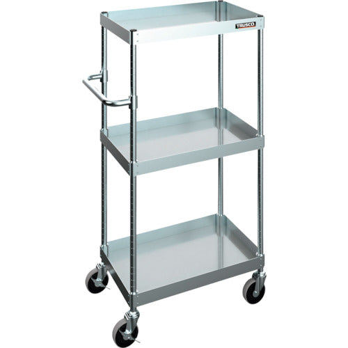 TRUSCO 【売り切り廃番】ステンレスワゴン SUS304クリーンフレックスワゴン 600X400XH1200 3段 100Φナイロンウレタンキャスター CFL3B-913-NU100 1 台