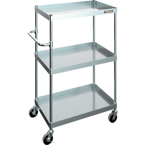 TRUSCO 【판매 폐번】스테인리스 왜건 SUS304 클린 플렉스 왜건 750X500XH1200 3단 100Φ나일론 우레탄 캐스터 CFL3B-923-NU100 1대