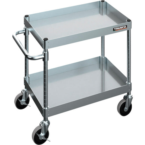 TRUSCO 【판매 폐번】스테인리스 왜건 SUS304 클린 플렉스 왜건 600X400XH600 2단 100Φ나일론 우레탄 캐스터 CFL3B-612-NU100 1대