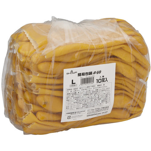 SHOWA 塩化ビニール手袋(裏布付) No40 まとめ買い 簡易包装ハイロン#40 1Pk(箱)=10双入 イエロー Lサイズ NO40-L-10P 1 PK