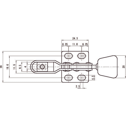 Super Downward Pressing Toggle Clamp (Horizontal Handle Type) Total Length: 78mm Clamping Force: 0.3kN Flange Base Stainless Steel (SUS304) STD08F 1 pc
